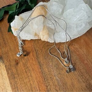 Brighton First Love Swarovski Crystal Heart and Floral Charm Silver Necklace